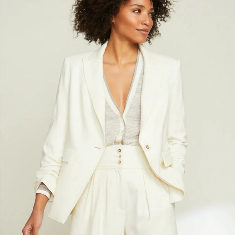 Veronica Beard size 0 Hollis linen Dickey jacket off white